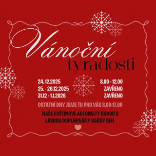 🎄 Vánoční otevírací doba Tyradosti 🎄 🗓 23. 12. otevřeno 8–17 (poslední objednávky) 🎄 24. 12. otevřeno 8–12 ❌ Zavřeno:...